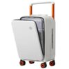 mixi Carry On Luggage Wide Handle Luxury Design Rolling Travel Suitcase PC Hardside with Aluminum Frame Hollow Spinner Wheels, with Cover, 20 inch, Smoke White mixi Carry On Luggage Wide Handle Luxury Design Rolling Travel Suitcase PC Hardside with Aluminum Frame Hollow Spinner Wheels, with Cover, 20 inch, Smoke White
