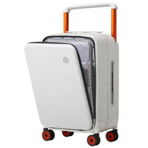 mixi Carry On Luggage Wide Handle Luxury Design Rolling Travel Suitcase PC Hardside with Aluminum Frame Hollow Spinner Wheels, with Cover, 20 inch, Smoke White mixi Carry On Luggage Wide Handle Luxury Design Rolling Travel Suitcase PC Hardside with Aluminum Frame Hollow Spinner Wheels, with Cover, 20 inch, Smoke White