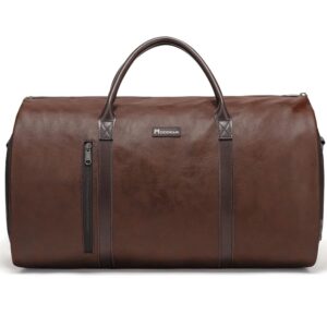 Modoker Convertible Leather Garment Bag, Carry on Garment Bags for Travel, Garment Duffel Bag, Gifts for Men Women Business Waterproof Suitcase Suit Travel Bags, Brown Modoker Convertible Leather Garment Bag, Carry on Garment Bags for Travel, Garment Duffel Bag, Gifts for Men Women Business Waterproof Suitcase Suit Travel Bags, Brown