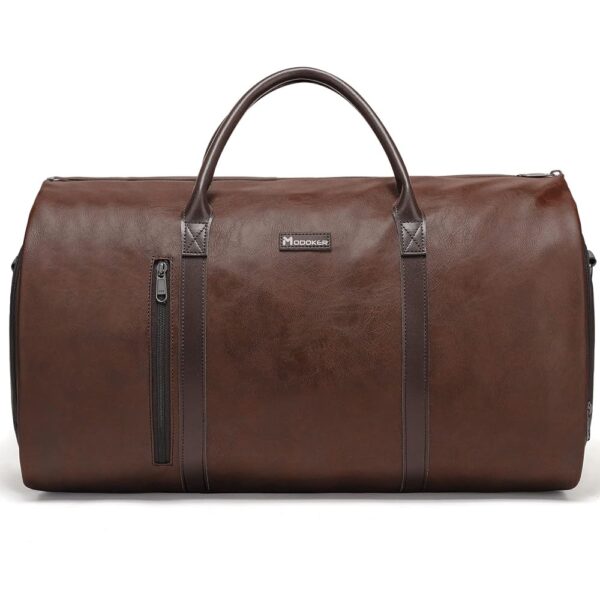Modoker Convertible Leather Garment Bag, Carry on Garment Bags for Travel, Garment Duffel Bag, Gifts for Men Women Business Waterproof Suitcase Suit Travel Bags, Brown Modoker Convertible Leather Garment Bag, Carry on Garment Bags for Travel, Garment Duffel Bag, Gifts for Men Women Business Waterproof Suitcase Suit Travel Bags, Brown
