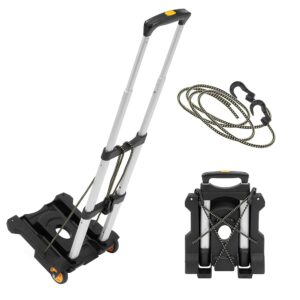 Mount-It! Luggage Cart with Wheels Foldable | Strong, Compact Luggage Cart Holds 77 Pounds - Carry Boxes, Backpacks and Luggage Smoothly with Our Folding Luggage Cart