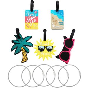 Mziart Cute Luggage Tags for Women Men Set of 5, 5 Pack Stainless Steel Wire Keychain Cable 7 Inch Extendable Wire Ring Luggage Tags Loops Holder Mziart Cute Luggage Tags for Women Men Set of 5, 5 Pack Stainless Steel Wire Keychain Cable 7 Inch Extendable Wire Ring Luggage Tags Loops Holder