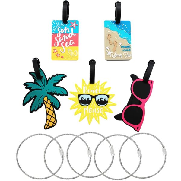 Mziart Cute Luggage Tags for Women Men Set of 5, 5 Pack Stainless Steel Wire Keychain Cable 7 Inch Extendable Wire Ring Luggage Tags Loops Holder Mziart Cute Luggage Tags for Women Men Set of 5, 5 Pack Stainless Steel Wire Keychain Cable 7 Inch Extendable Wire Ring Luggage Tags Loops Holder