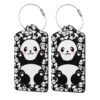 Panda Luggage Tags for Suitcases Set of 2 Leather Stainless Steel Loop Label Tag for Travel Bag Panda Luggage Tags for Suitcases Set of 2 Leather Stainless Steel Loop Label Tag for Travel Bag