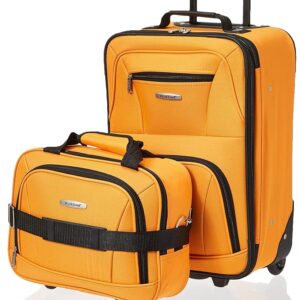 Rockland Fashion Softside Upright Luggage Set,Expandable, Orange, 2-Piece (14/19) Rockland Fashion Softside Upright Luggage Set,Expandable, Orange, 2-Piece (14/19)