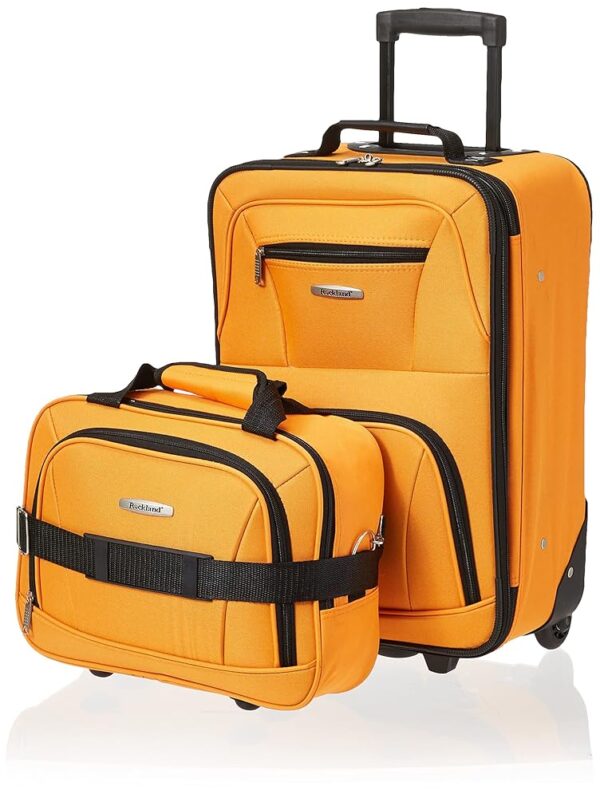 Rockland Fashion Softside Upright Luggage Set,Expandable, Orange, 2-Piece (14/19) Rockland Fashion Softside Upright Luggage Set,Expandable, Orange, 2-Piece (14/19)