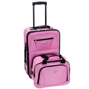 Rockland Fashion Softside Upright Luggage Set, Expandable, Pink, 2-Piece (14/19) Rockland Fashion Softside Upright Luggage Set, Expandable, Pink, 2-Piece (14/19)