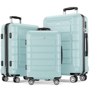SHOWKOO Luggage Sets Expandable PC+ABS Durable Suitcase Double Wheels TSA Lock Mint Green SHOWKOO Luggage Sets Expandable PC+ABS Durable Suitcase Double Wheels TSA Lock Mint Green