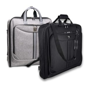 Suit Carry On Garment Bag Bundle with Gray and Black Bag for Travel & Business Trips with Shoulder Strap Suit Carry On Garment Bag Bundle with Gray and Black Bag for Travel & Business Trips with Shoulder Strap