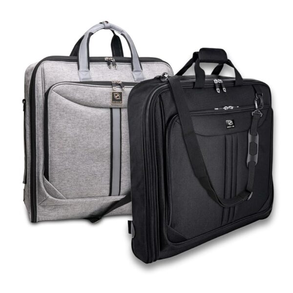 Suit Carry On Garment Bag Bundle with Gray and Black Bag for Travel & Business Trips with Shoulder Strap Suit Carry On Garment Bag Bundle with Gray and Black Bag for Travel & Business Trips with Shoulder Strap