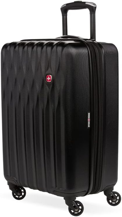 SwissGear 8018 Hardside Expandable Luggage with Spinner Wheels, Black, Carry-On 20-Inch