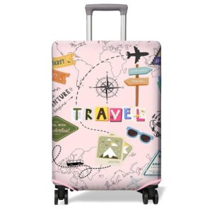 Travel Luggage Cover Suitcase Protector Fits 18-32 Inch Wheel Covers PatternedTravel Related Items Flower Luggage Protector Elastic L