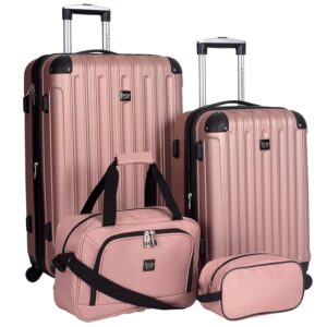 Travelers Club Midtown Hardside Luggage Travel, Rose Gold, 4-Piece Set Travelers Club Midtown Hardside Luggage Travel, Rose Gold, 4-Piece Set