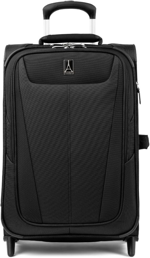 Travelpro Maxlite 5 Softside Expandable Upright 2 Wheel Carry on Luggage, Lightweight Suitcase, Men and Women, Black, Carry On 22-Inch