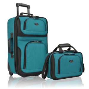 U.S. Traveler Lightweight Rolling 20" Carry On Luggage Softside Suitcase, Teal, 2 Wheel-2 Piece U.S. Traveler Lightweight Rolling 20" Carry On Luggage Softside Suitcase, Teal, 2 Wheel-2 Piece
