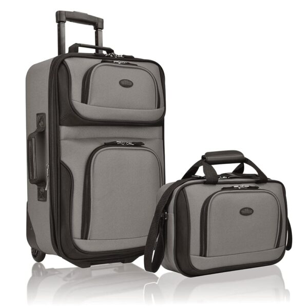 U.S. Traveler Rio Rugged Fabric Expandable Carry-on Luggage, Grey, Set U.S. Traveler Rio Rugged Fabric Expandable Carry-on Luggage, Grey, Set