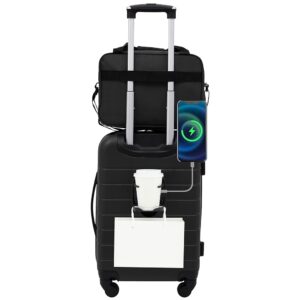 Wrangler Smart Luggage Set with Cup Holder, USB Port and Phone Holder, Black, 2 Piece Set Wrangler Smart Luggage Set with Cup Holder, USB Port and Phone Holder, Black, 2 Piece Set